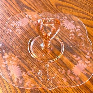 Pink depression glass serving plate